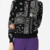 Woman Sweater Blended Cashmere Black Bandana Pattern -MC2 Saint Barth Shop woman sweater bandanna black 1
