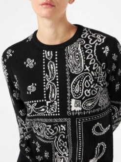 Woman Sweater Blended Cashmere Black Bandana Pattern -MC2 Saint Barth Shop woman sweater bandanna black 3