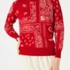 Woman Sweater With Red Bandanna Jacquard