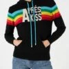 Knitted Sweatshirt With Rainbow Intarsia -MC2 Saint Barth Shop woman sweater black hoodie 1