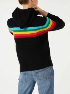 Knitted Sweatshirt With Rainbow Intarsia -MC2 Saint Barth Shop woman sweater black hoodie 2