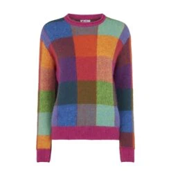 MC2 Saint Barth Woman Brushed Sweater With Check Pattern -MC2 Saint Barth Shop woman sweater check multicolor 4