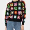 Woman Multicolor Crochet Sweater -MC2 Saint Barth Shop woman sweater crochet multicolor 1
