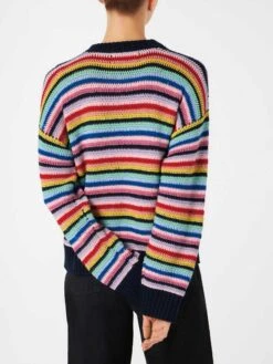 Woman Multicolor Striped Crochet Sweater -MC2 Saint Barth Shop woman sweater crochet stripes multicolor 2