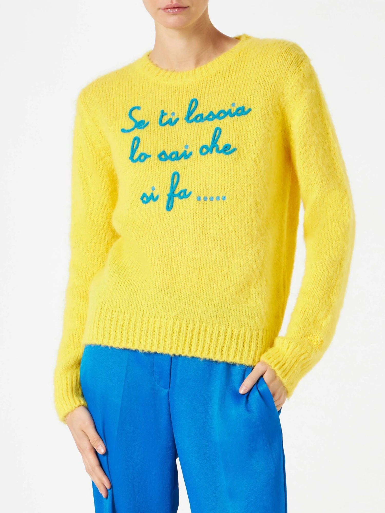 MC2 Saint Barth Woman Yellow Brushed Sweater With Embroidery 3 MC2 Saint Barth Woman Yellow Brushed Sweater With Embroidery