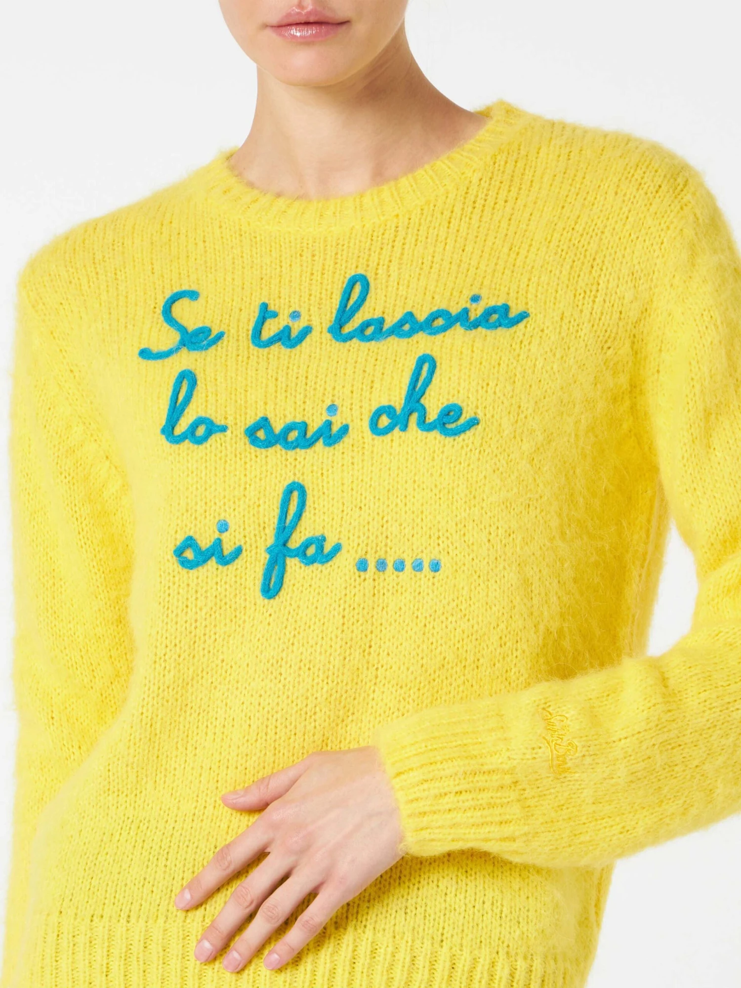 MC2 Saint Barth Woman Yellow Brushed Sweater With Embroidery 4 MC2 Saint Barth Woman Yellow Brushed Sweater With Embroidery - Image 2