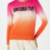 Fucsia And Orange Degradé Woman Sweater Ancora Tu Writing -MC2 Saint Barth Shop woman sweater fluo embroidery 1