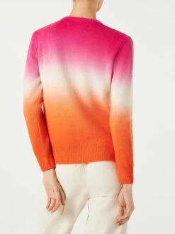 Fucsia And Orange Degradé Woman Sweater Ancora Tu Writing -MC2 Saint Barth Shop woman sweater fluo embroidery 2