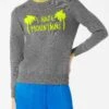 Woman Grey Sweater Yellow Fluo I Hate Mountains Embroidery -MC2 Saint Barth Shop woman sweater fluoyellow embroidery 1
