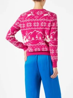 Woman Sweater With Norwegian Pattern And Courma Embroidery -MC2 Saint Barth Shop woman sweater fucsia courma 2