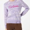 Woman Sweater With Norwegian Print And Cortina Embroidery -MC2 Saint Barth Shop woman sweater lillac cortina 1