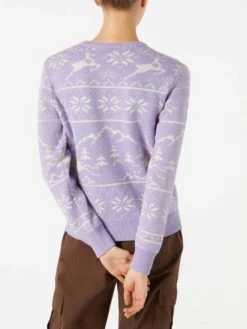 Woman Sweater With Norwegian Print And Cortina Embroidery -MC2 Saint Barth Shop woman sweater lillac cortina 2