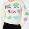 Woman Sweater With Hearts Print And I'm In Love Embroidery -MC2 Saint Barth Shop woman sweater with hearts print and im in love embroidery