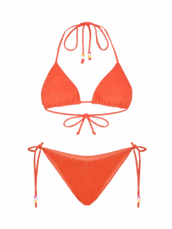 MC2 Saint Barth Woman Orange Terry Triangle Bikini With Charms