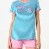 MC2 Saint Barth Woman Cotton T-shirt With Bonjour St. Barth Embroidery -MC2 Saint Barth Shop woman tshirt stripes embroidery2
