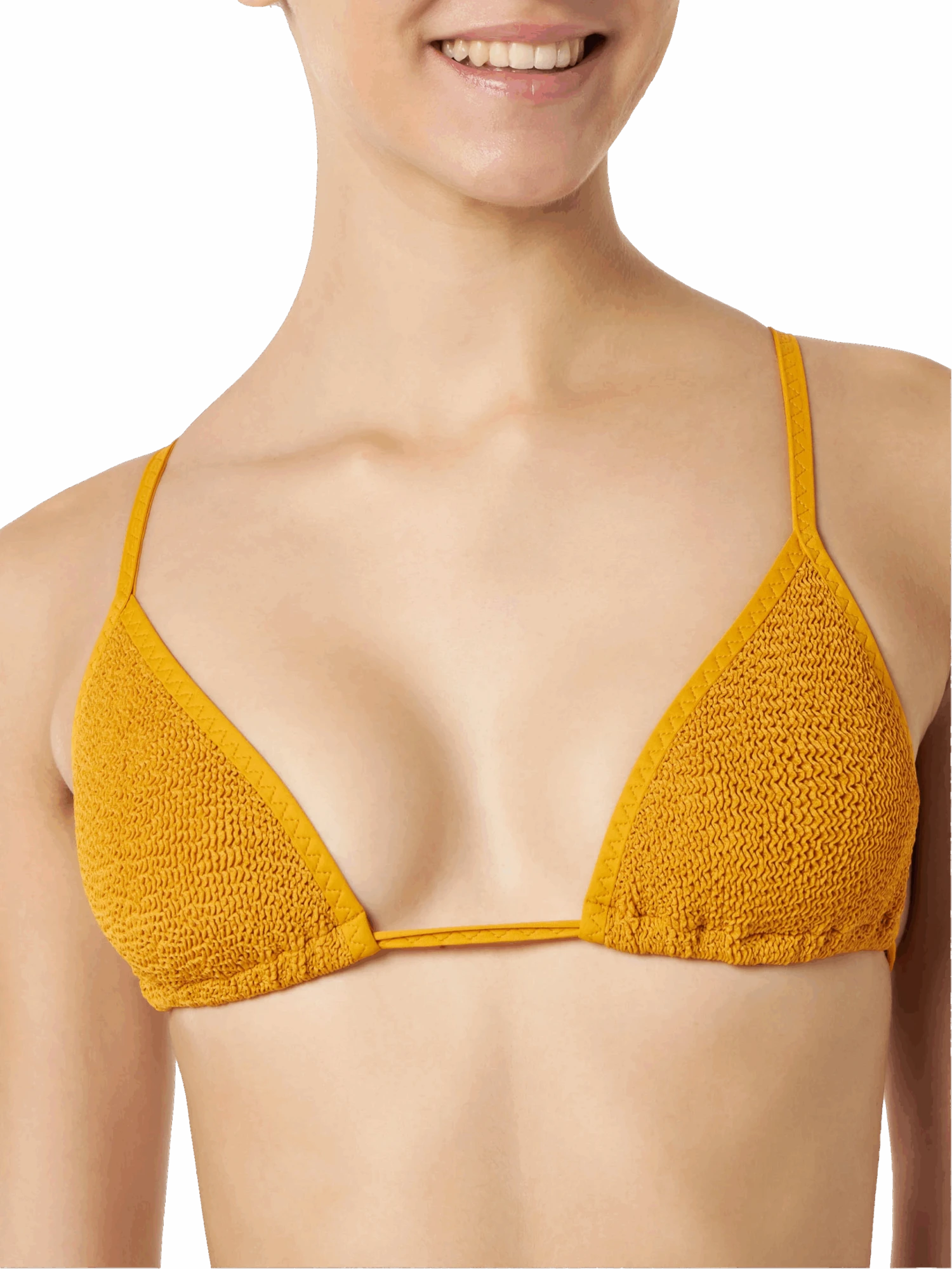 MC2 Saint Barth Woman Ochre Crinkle Triangle Bikini 6 MC2 Saint Barth Woman Ochre Crinkle Triangle Bikini - Image 4