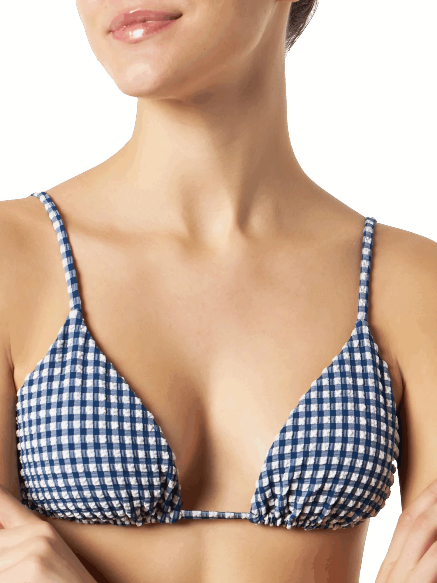 MC2 Saint Barth Woman Triangle Bikini With Blue Gingham Print 6 MC2 Saint Barth Woman Triangle Bikini With Blue Gingham Print - Image 4