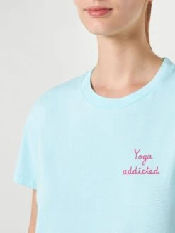 MC2 Saint Barth Woman Cotton T-shirt With "yoga Addicted" Embroidered Writing 9 MC2 Saint Barth Woman Cotton T-shirt With "yoga Addicted" Embroidered Writing -MC2 Saint Barth Shop yoga embroidery tshirt woman 3