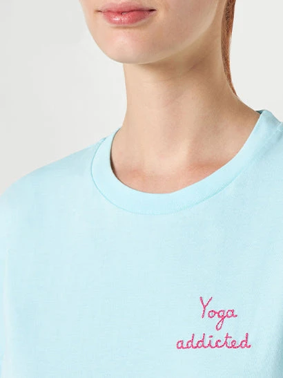 MC2 Saint Barth Woman Cotton T-shirt With "yoga Addicted" Embroidered Writing 3 MC2 Saint Barth Woman Cotton T-shirt With "yoga Addicted" Embroidered Writing