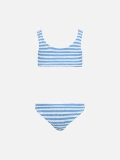 MC2 Saint Barth Light Blue Striped Crinkle Classic Bralette Bikini Baker