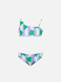 MC2 Saint Barth Girl One Shoulder Bikini Vivy With Turtle Print