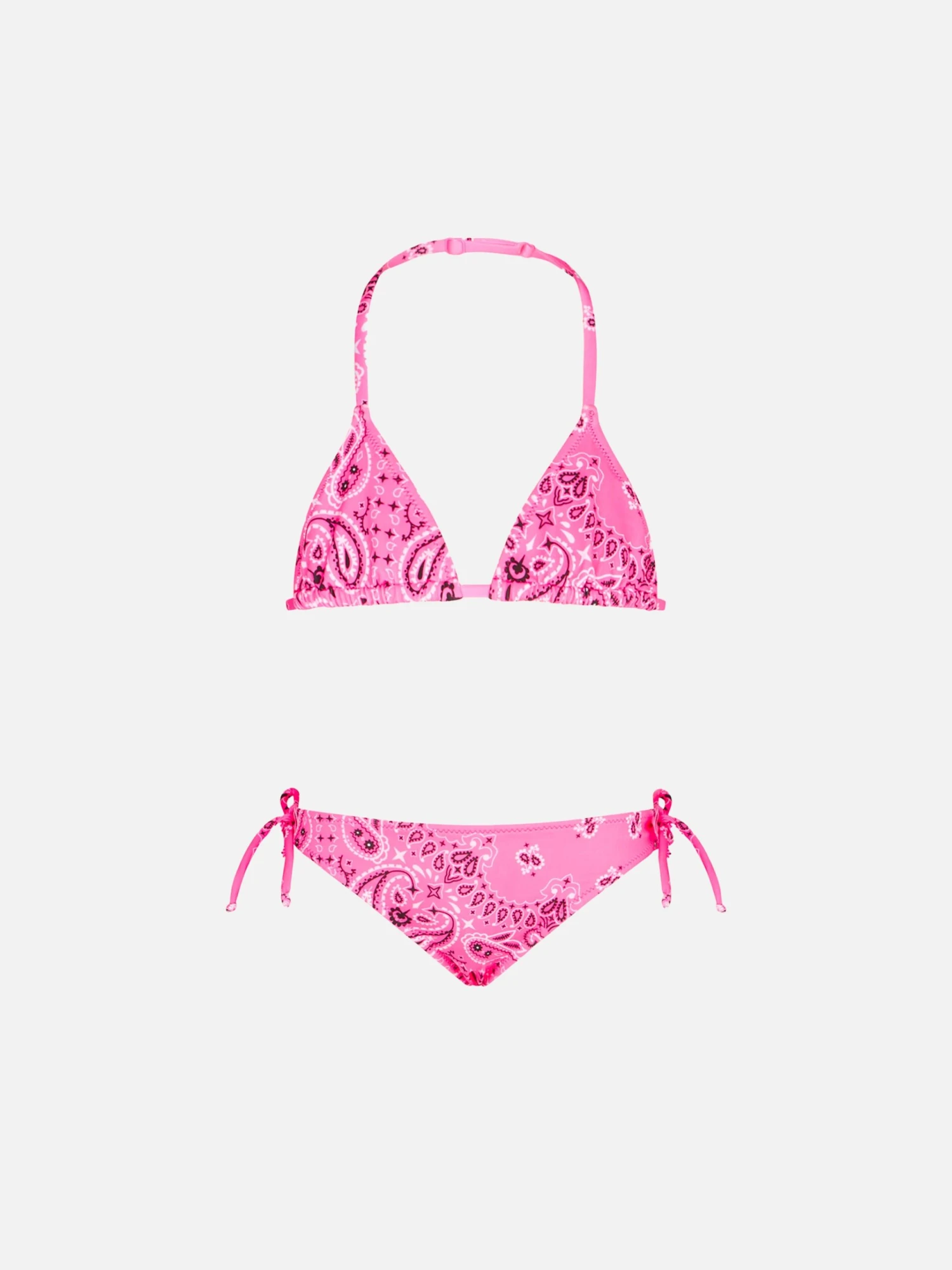 MC2 Saint Barth Girl Triangle Bikini With Fluo Pink Bandanna Print 3 MC2 Saint Barth Girl Triangle Bikini With Fluo Pink Bandanna Print