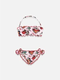 Girl Bandeau Bikini With Mermaid Print