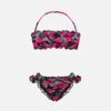 Girl Bandeau Bikini With Fucsia Mimetic Print