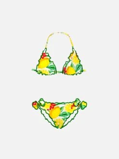 Girl Triangle Bikini With Lemon Print