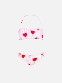 MC2 Saint Barth Girl Classic Bandeau Bikini Emy With Hearted Watermelon Print