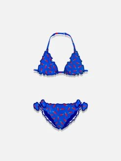 Girl Triangle Bikini With Chili Pepper Print