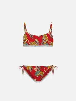 Girl Bralette Bikini With Tiger Print
