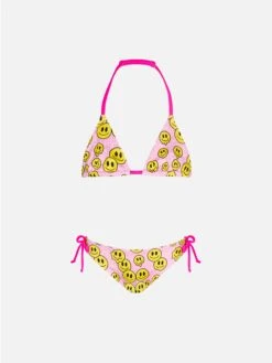 MC2 Saint Barth Girl Triangle Bikini With Smile Print