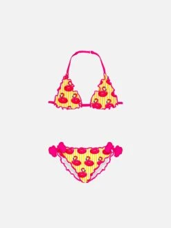Girl Triangle Bikini With Flamingo Print