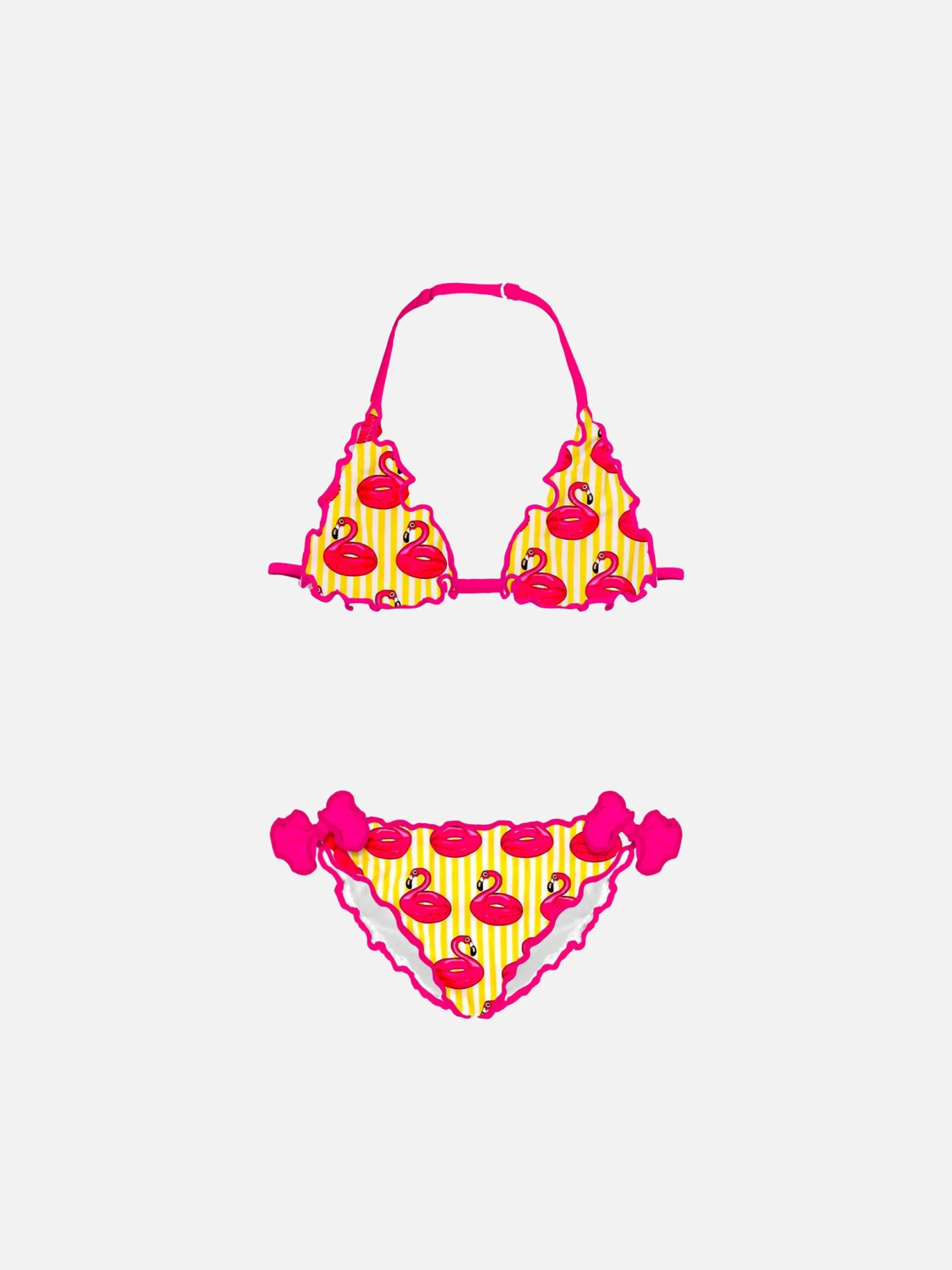 Girl Triangle Bikini With Flamingo Print 3 Girl Triangle Bikini With Flamingo Print