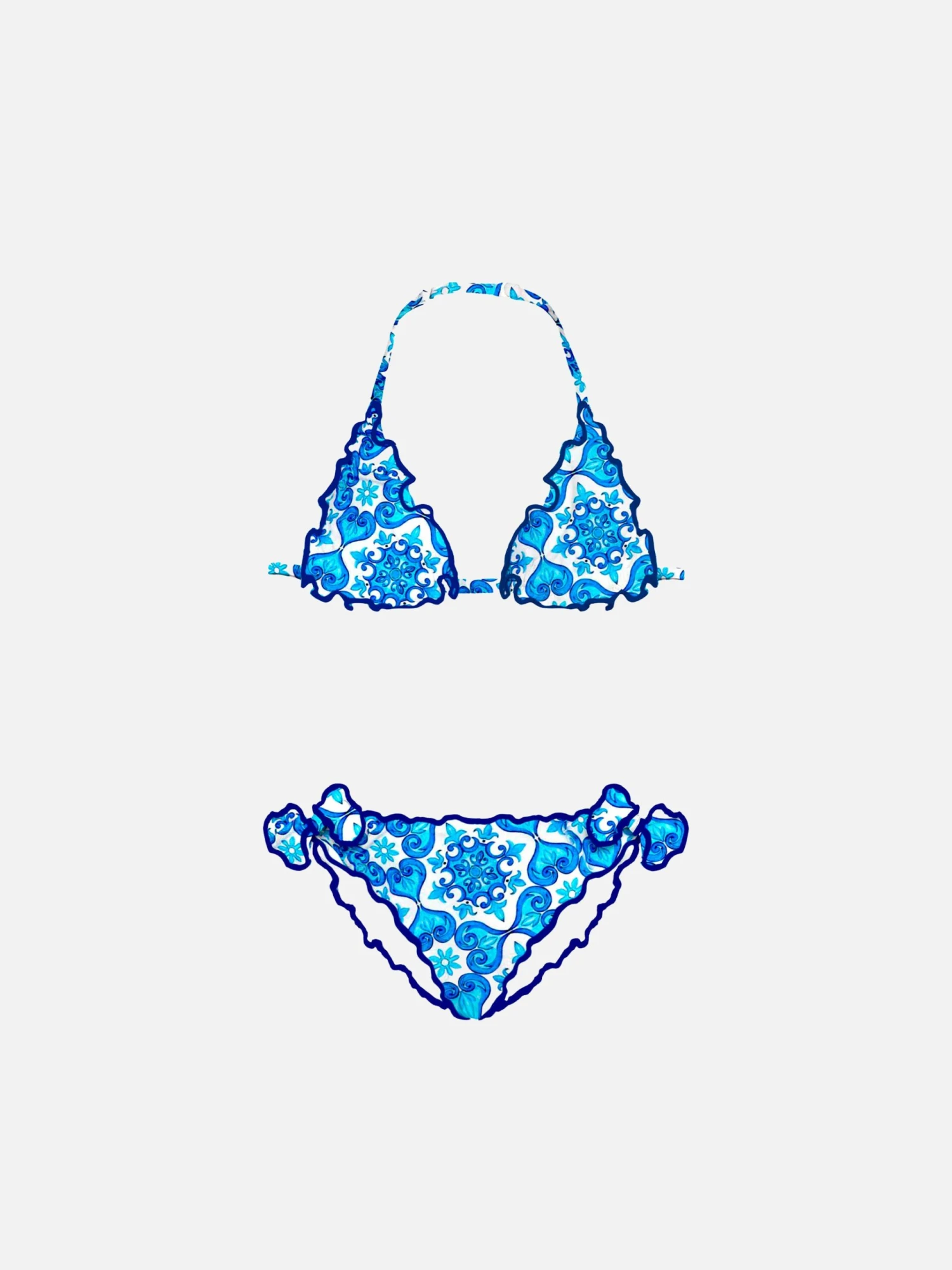 Girl Triangle Bikini With Majolica Print 3 Girl Triangle Bikini With Majolica Print
