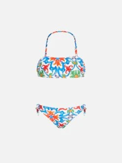 MC2 Saint Barth Girl Bandeau Bikini With Maiolica Print