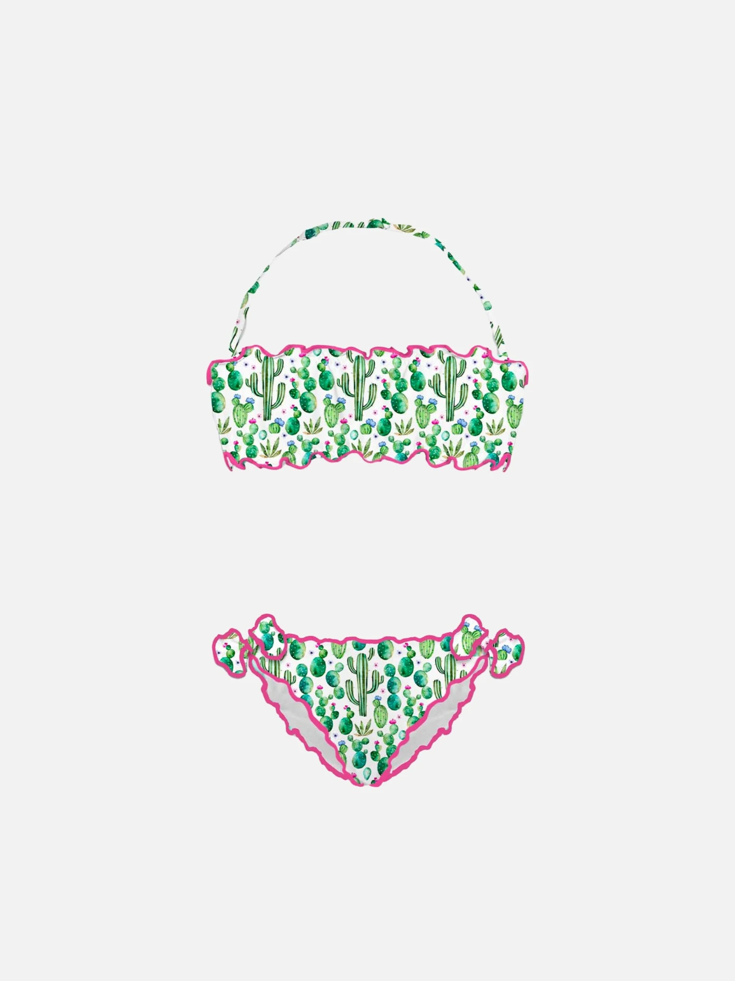 Girl Bandeau Bikini With Cactus Print 3 Girl Bandeau Bikini With Cactus Print