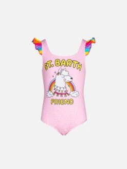 MC2 Saint Barth Girl One Piece Swimsuit With St. Barth Friend Print
