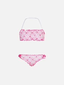 MC2 Saint Barth Girl Bandeau Bikini With Daisy Embroidery