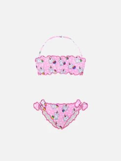 Girl Bandeau Bikini With Cat Print
