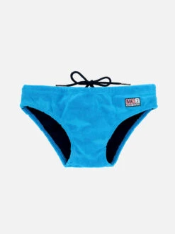 MC2 Saint Barth Boy Terry Swim Briefs Billy With Sharks Embossed Print