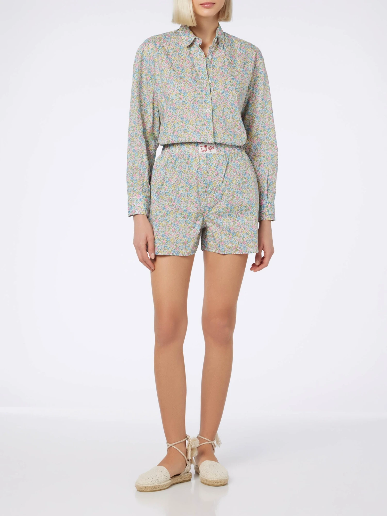 MC2 Saint Barth Woman Emma & Georgina Print Cotton Shorts Boxy | MADE WITH LIBERTY FABRIC 7 MC2 Saint Barth Woman Emma & Georgina Print Cotton Shorts Boxy | MADE WITH LIBERTY FABRIC - Image 5