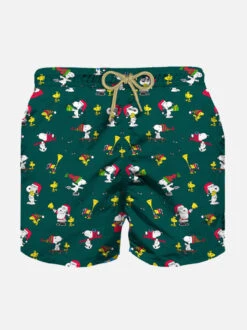 MC2 Saint Barth Boy Light Fabric Swim Shorts With Christmas Snoopy Print | SNOOPY - PEANUTS™ SPECIAL EDITION