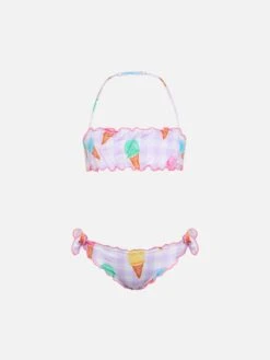MC2 Saint Barth Girl Classic Bandeau Bikini Emy With Ice Cream Print
