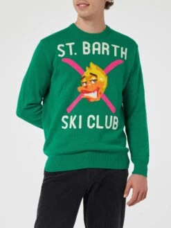 MC2 Saint Barth Man Crewneck Sweater With Crypto Ducky Jacquard | CRYPTO PUPPETS SPECIAL EDITION