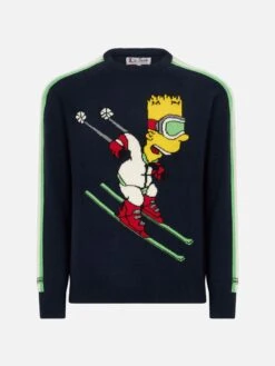 MC2 Saint Barth Man Crewneck Sweater With Bart Simpson Jacquard | THE SIMPSONS SPECIAL EDITION -MC2 Saint Barth Shop HER0003 00166E man sweater bart simpson blue 4