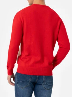 MC2 Saint Barth Man Red Sweater Heron With Peanuts Jacquard | SNOOPY PEANUTS SPECIAL EDITION -MC2 Saint Barth Shop HER0011 00284G MAN KNITWEAR RED 03