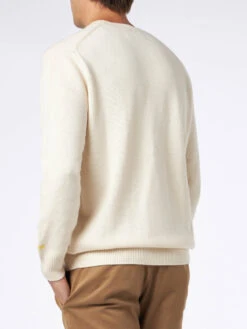 MC2 Saint Barth Man Crewneck Sweater With The Simpson Family Jacquard | THE SIMPSONS SPECIAL EDITION -MC2 Saint Barth Shop HER0018 10266E simpson sweater man white 3