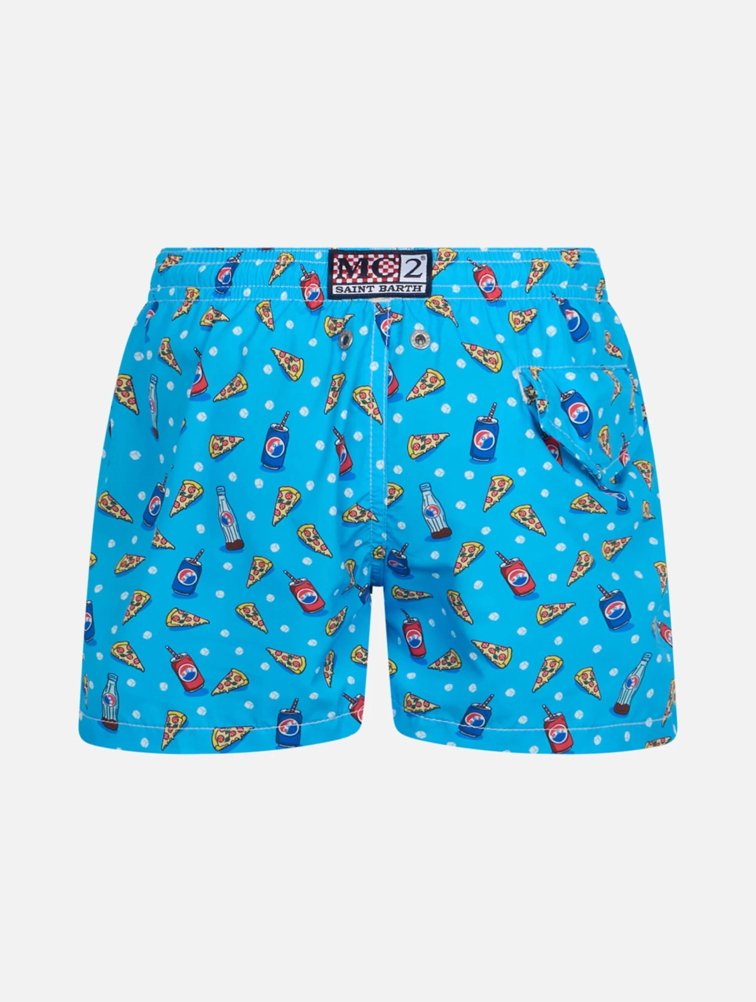MC2 Saint Barth Boy Lightweight Fabric Swim-shorts Jean Lighting With Pizza Print 4 MC2 Saint Barth Boy Lightweight Fabric Swim-shorts Jean Lighting With Pizza Print - Image 2